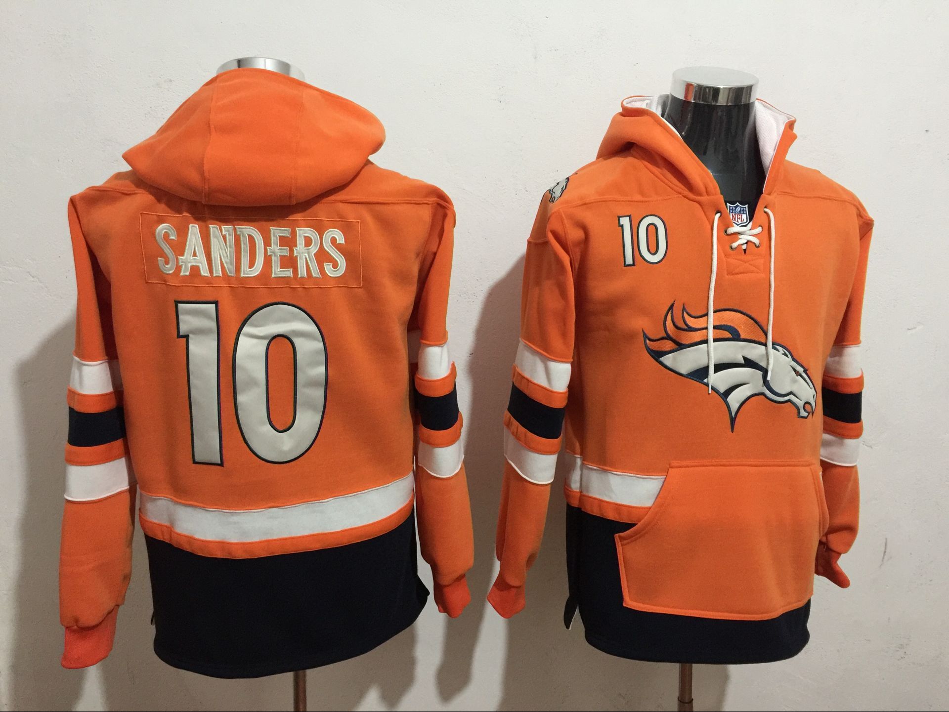 Men NFL Nike Denver Broncos 10 Sanders orange Sweatshirts